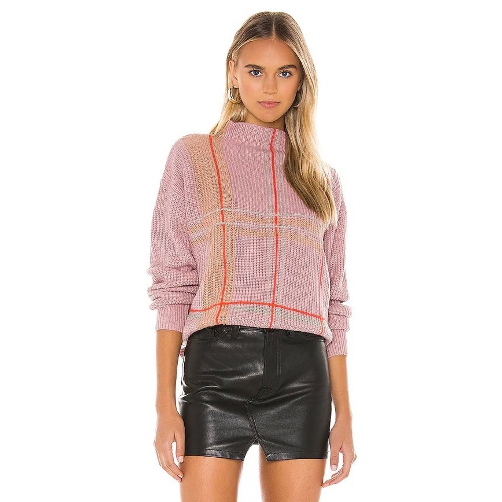 Revolve Line & Dot Violet Checkered Sweater in Lilac Size XS Preppy Cozy Casual